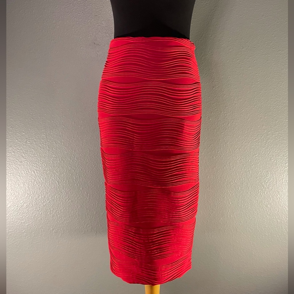 Brat Star Pencil Red Wavy Stretch Skirt Or Dress